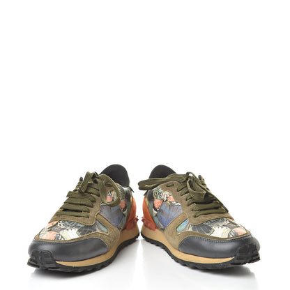 Valentino Garavani Nappa Fabric Suede Camubutterfly Womens Rockrunner Sneakers 38 Multicolor 6 of 10