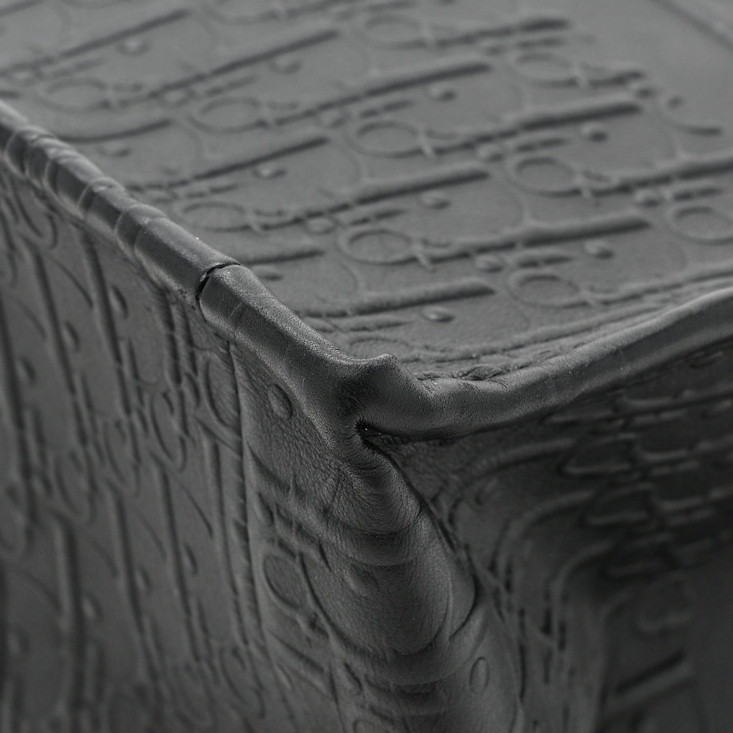 Oblique Calfskin Embossed Large Book Tote Black