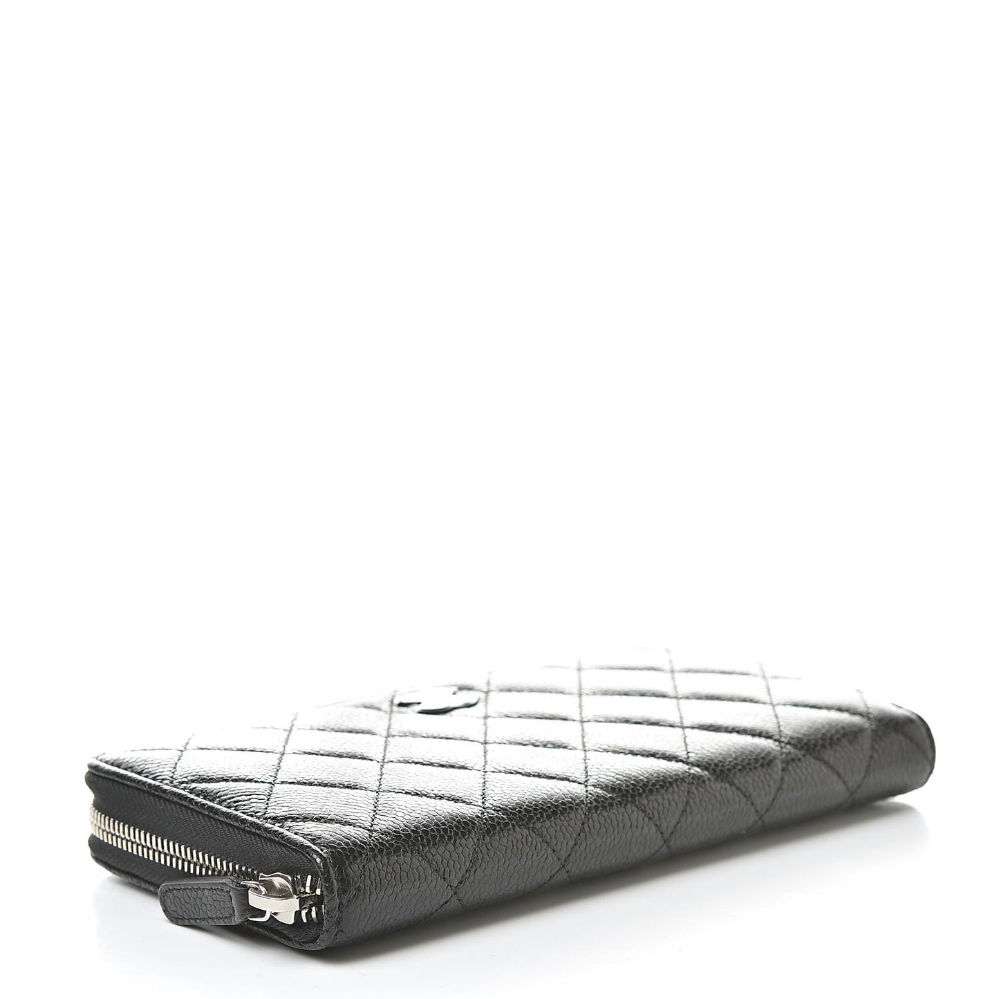 Caviar Quilted Large Gusset Zip Around Wallet Black
