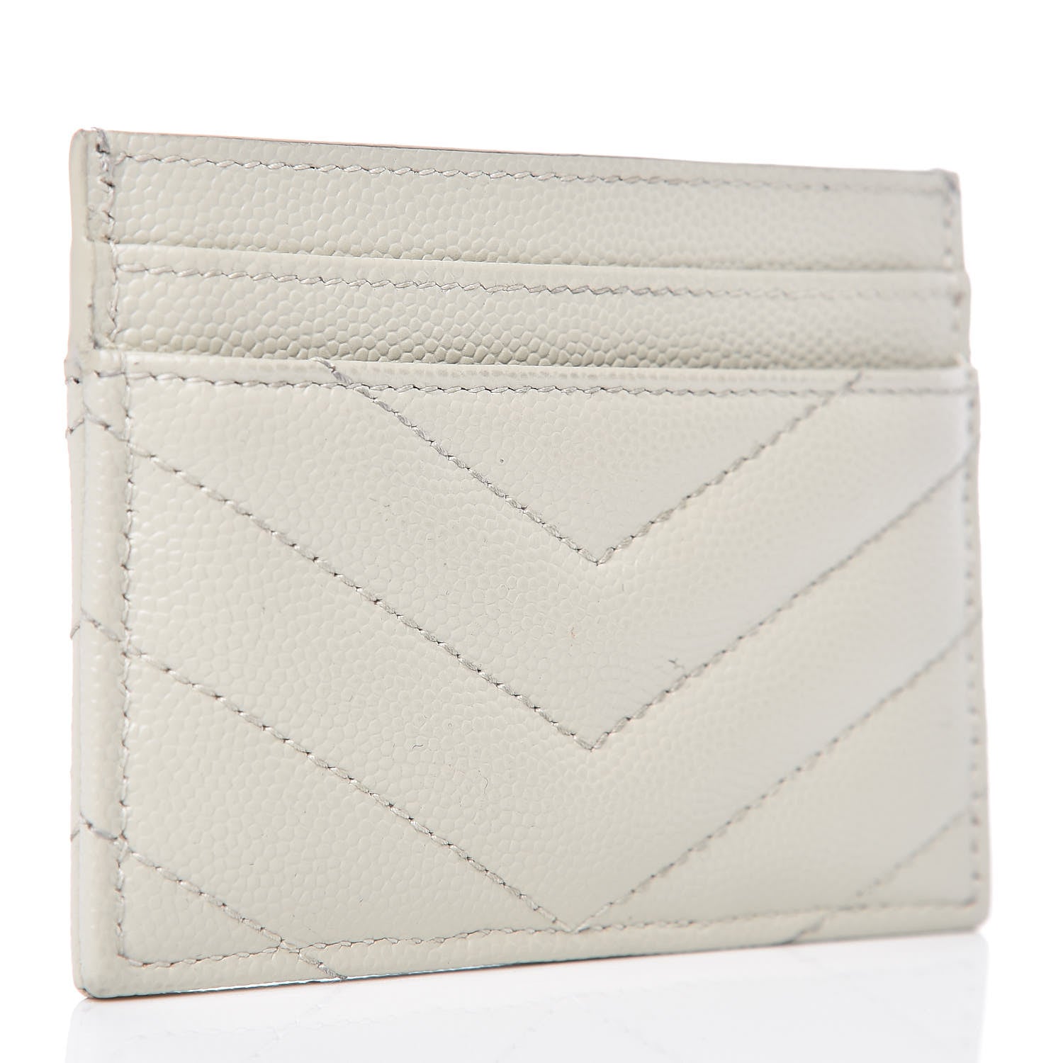 Saint Laurent Grain De Poudre Matelasse Chevron Card Case Crema Soft 3 of 8