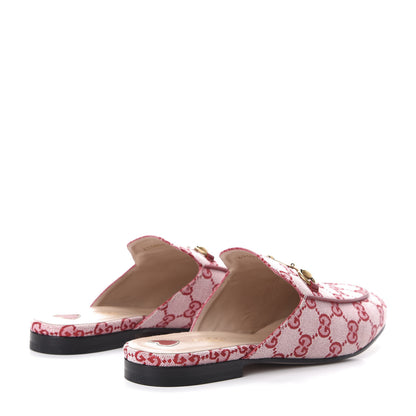Gucci Canvas GG Monogram Horsebit Womens Princetown Slippers 40 Gardenia Hibiscus Red 4 of 10