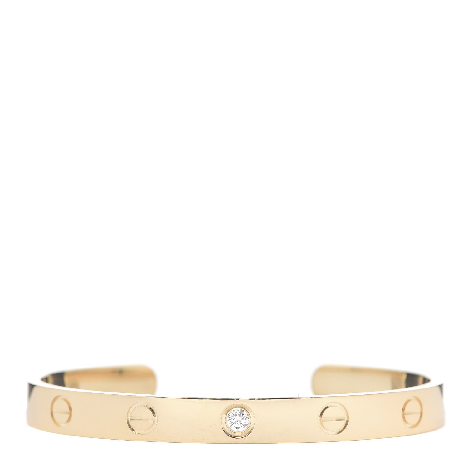 Cartier 18K Yellow Gold 1 Diamond LOVE Cuff Bracelet 16 1 of 6