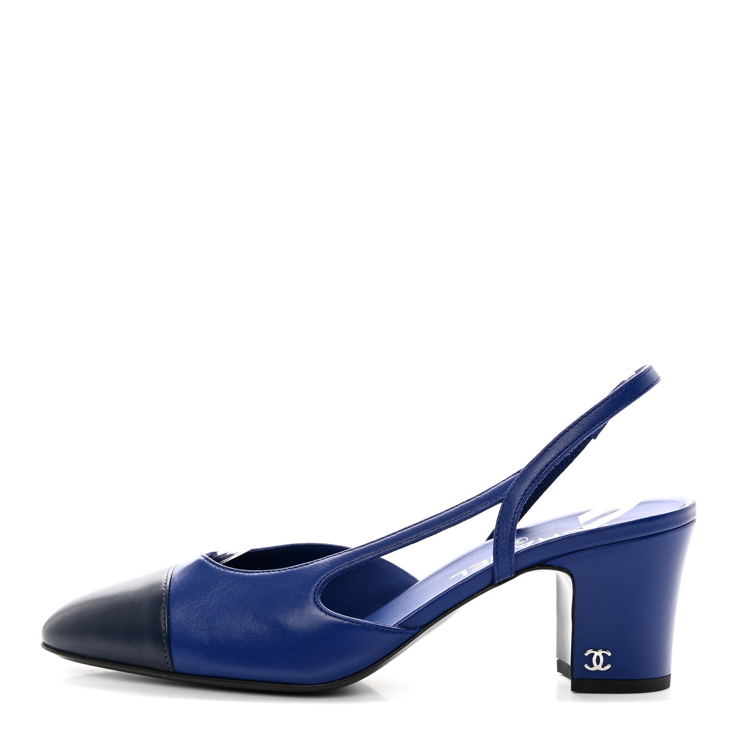 Lambskin Cap Toe Slingback Pumps 40 Blue