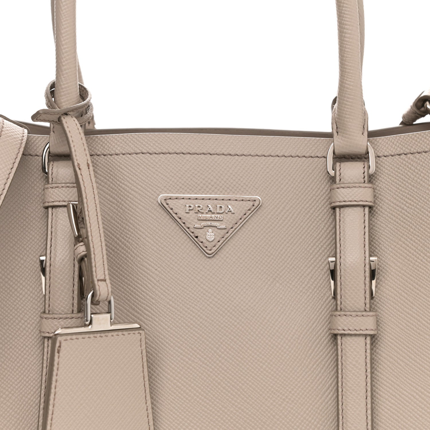 Prada Saffiano Cuir Medium Double Handle Tote Argilla 8 of 13