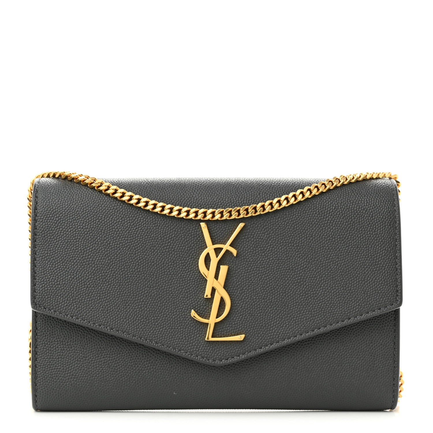 Saint Laurent Grain De Poudre Uptown Chain Wallet Storm 1 of 11