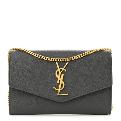 Saint Laurent Grain De Poudre Uptown Chain Wallet Storm 1 of 11