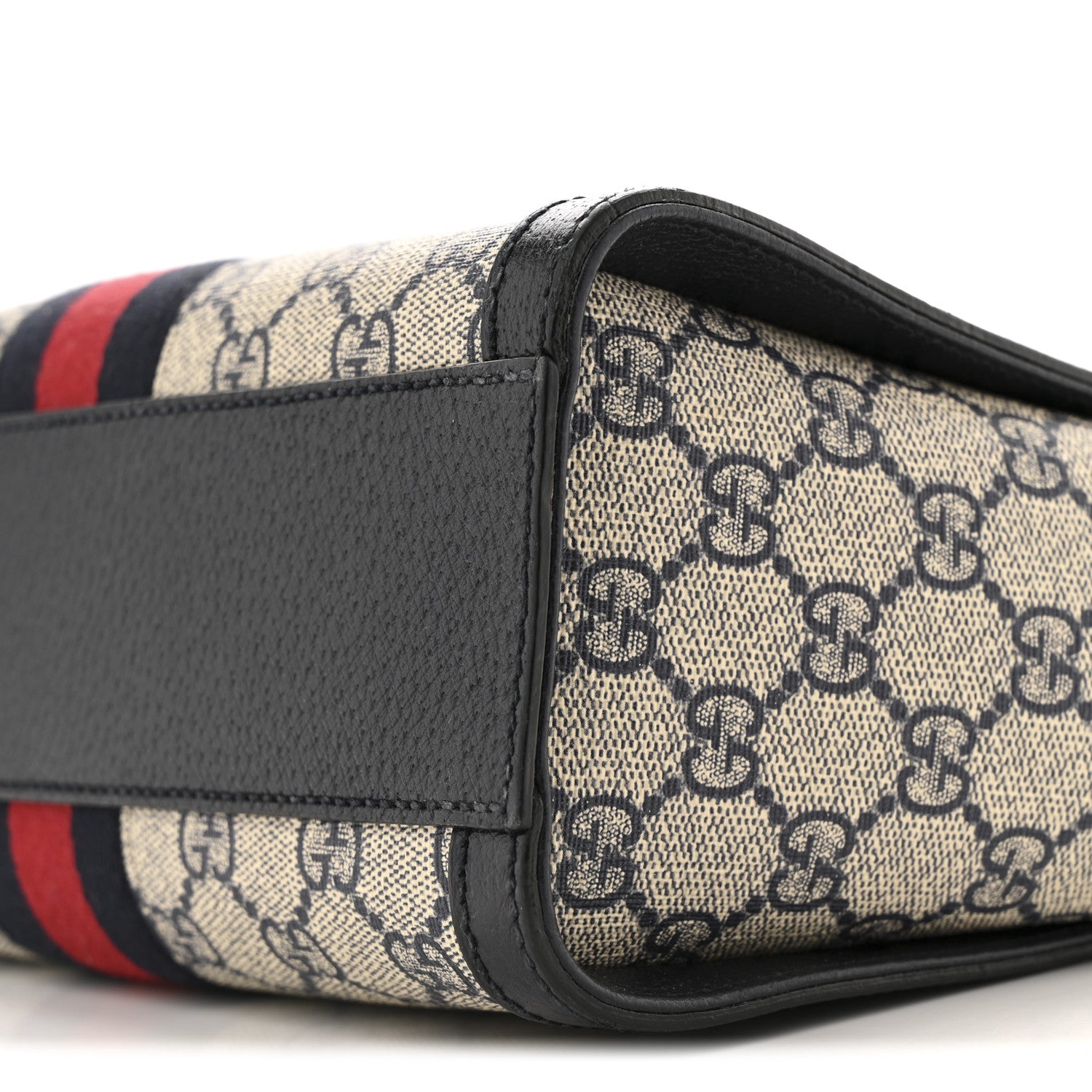 Gucci GG Supreme Monogram Textured Dollar Calfskin Web Small Ophidia Tote Bag Beige Blue 10 of 11