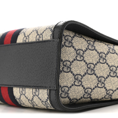 Gucci GG Supreme Monogram Textured Dollar Calfskin Web Small Ophidia Tote Bag Beige Blue 10 of 11