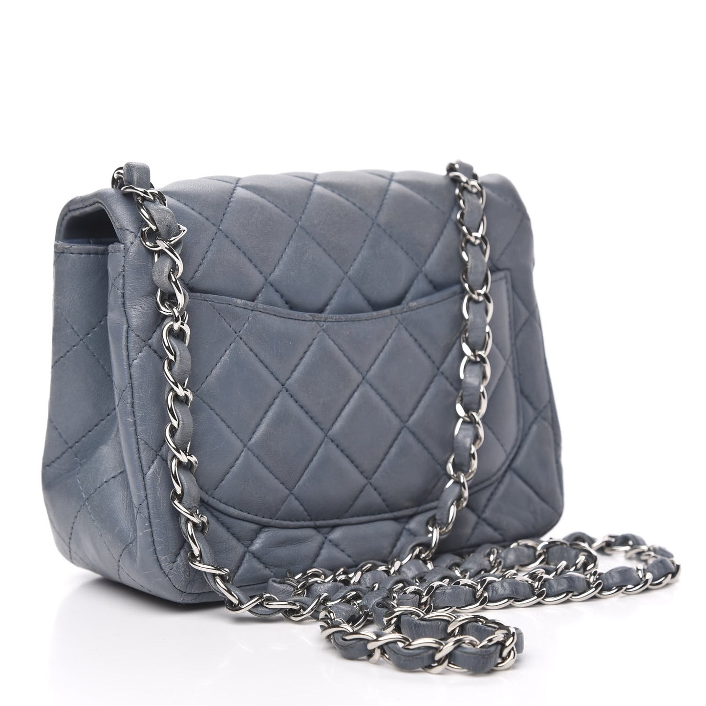 Lambskin Quilted Mini Square Flap Blue