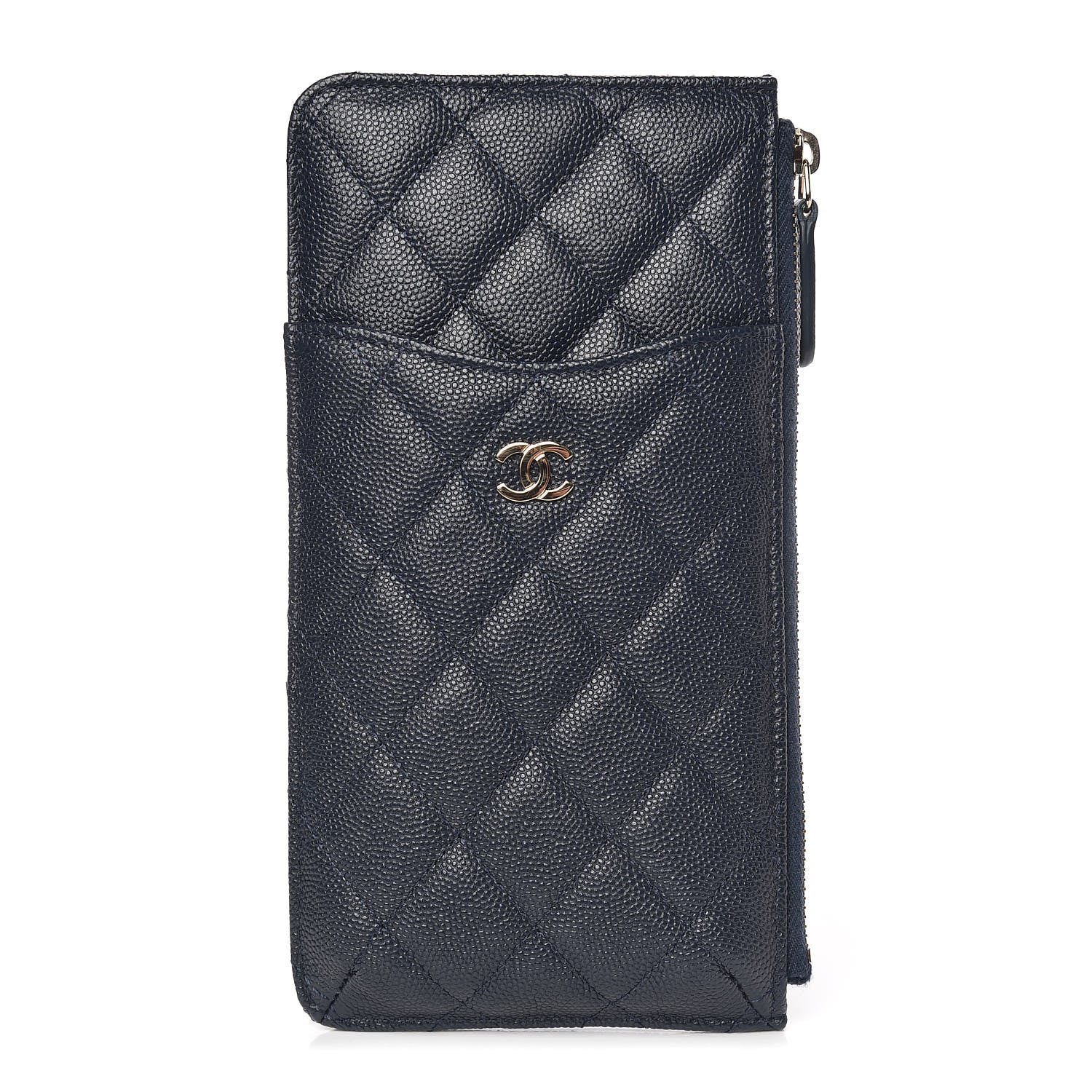 Chanel Caviar Quilted Classic Flat Wallet Pouch Navy 1 of 8