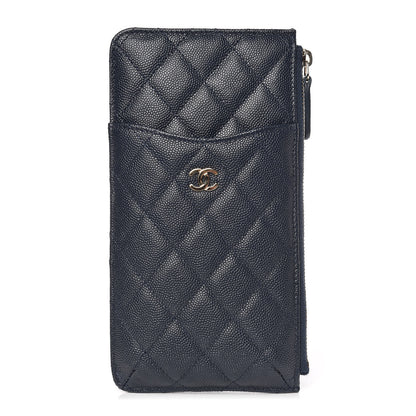 Chanel Caviar Quilted Classic Flat Wallet Pouch Navy 1 of 8