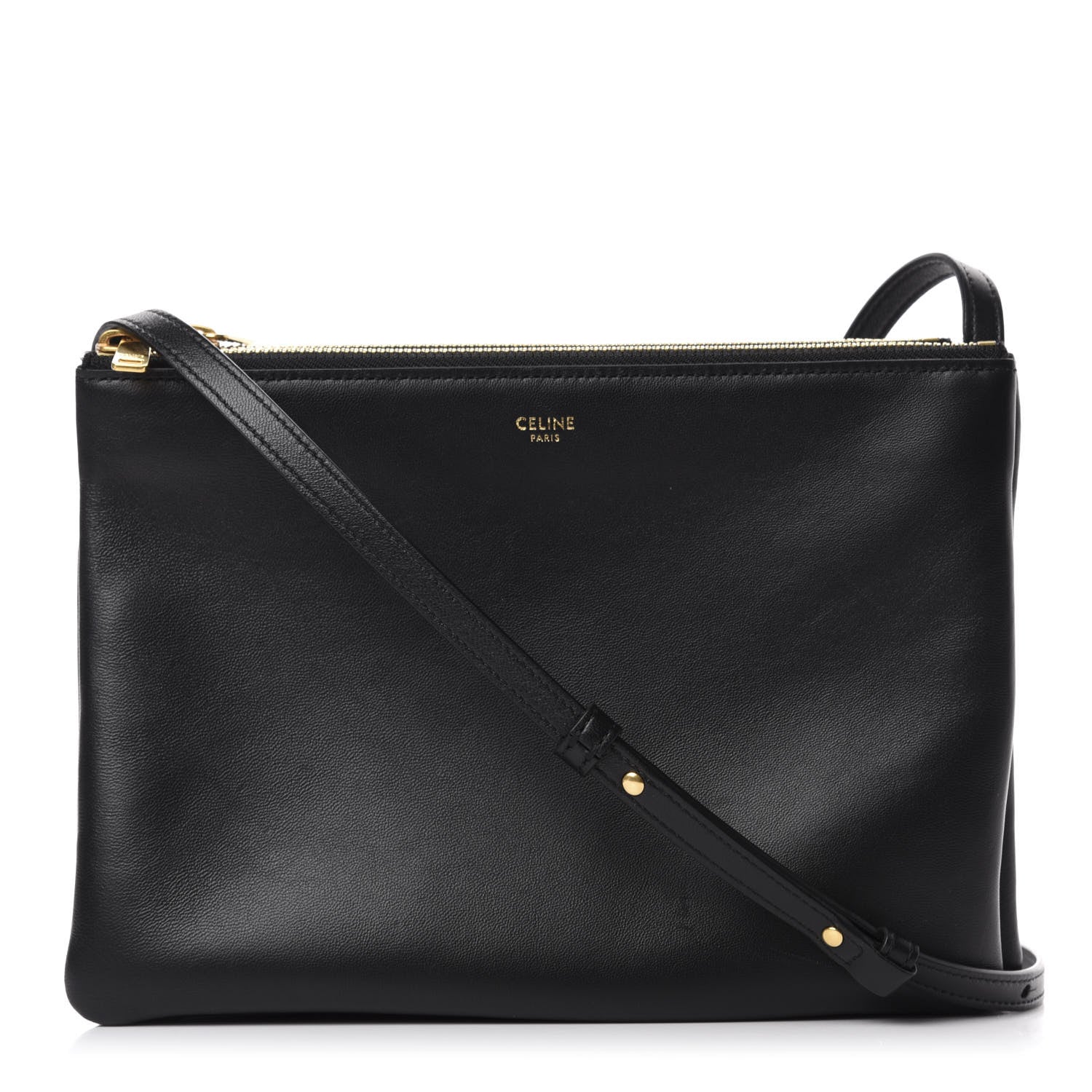Celine Lambskin Large Trio Crossbody Bag Black 1 of 9
