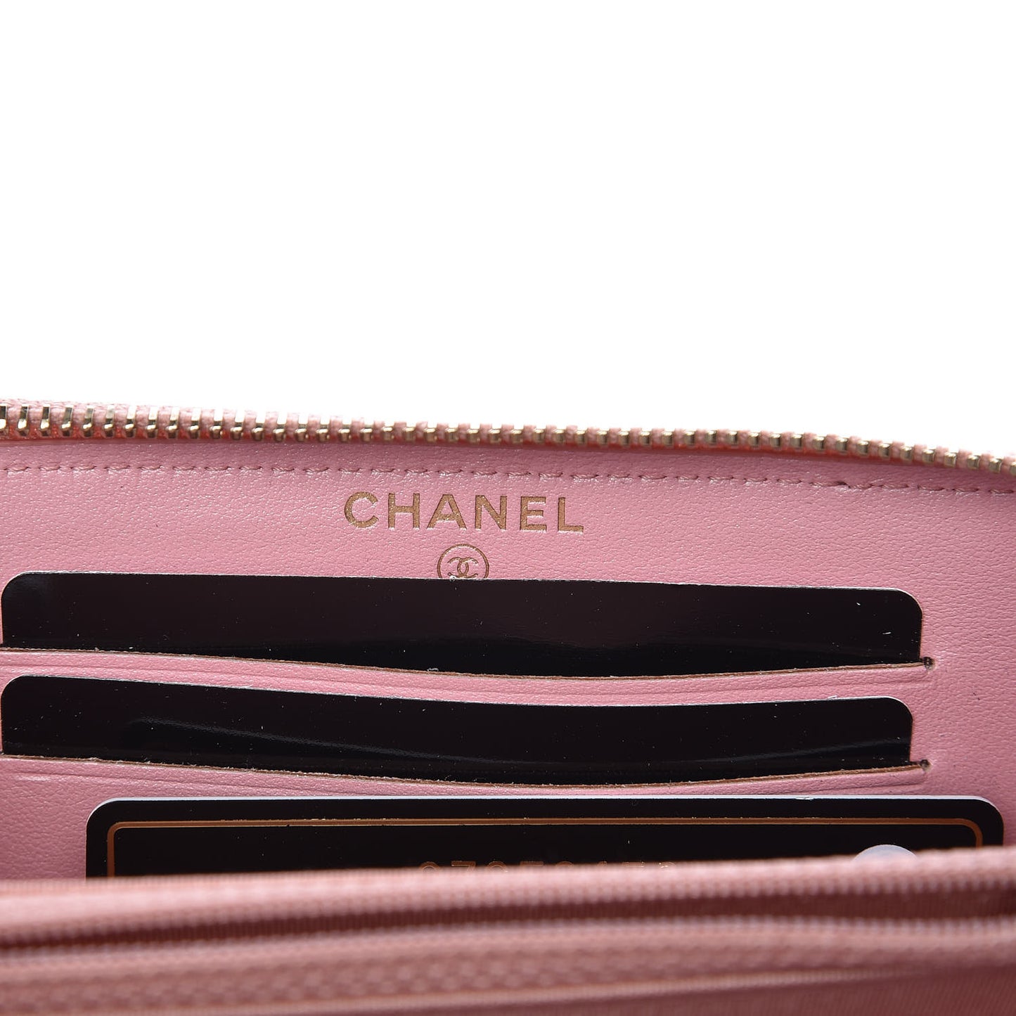 Iridescent Caviar Quilted Medium Zip Around Wallet Pink