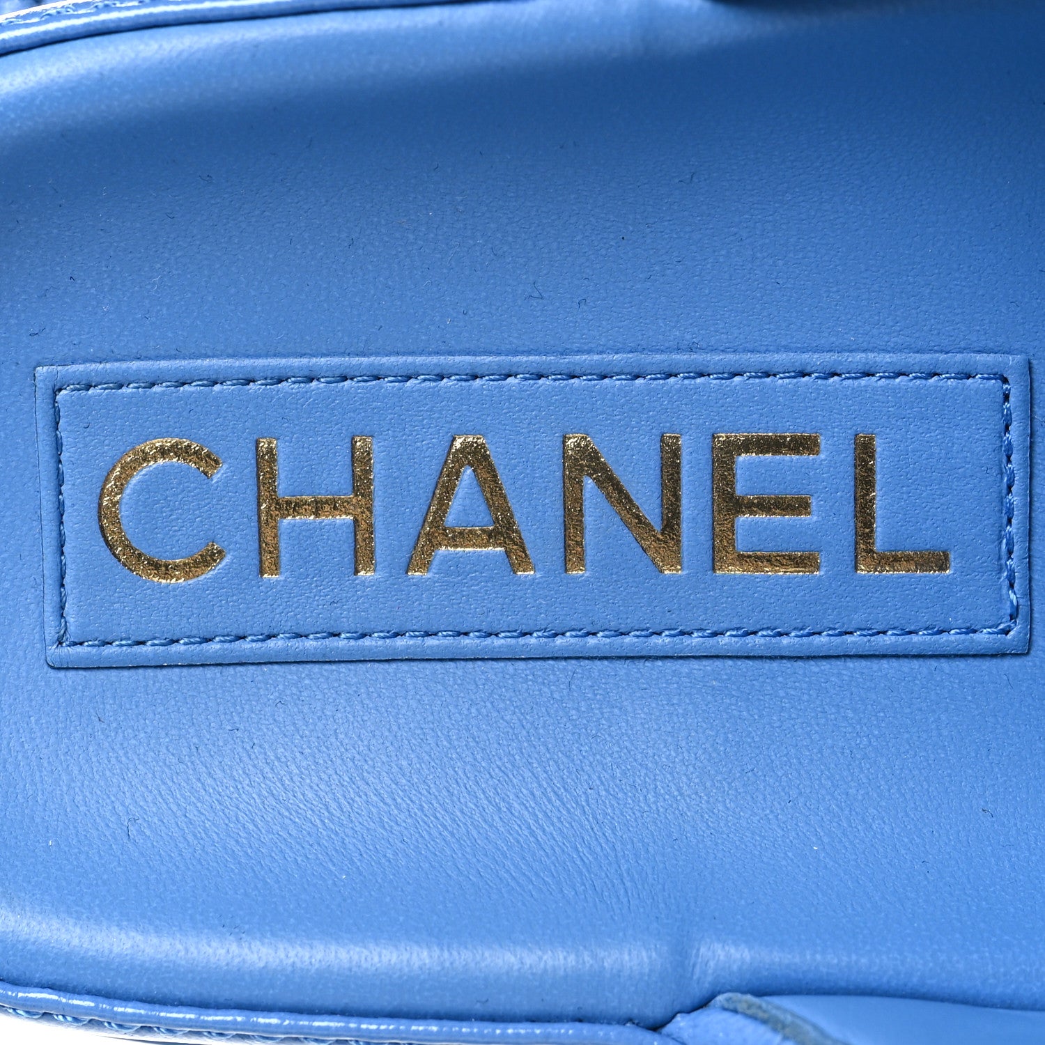 Chanel Lambskin Quilted Velcro Dad Chain CC Slide Sandals 37 Blue 9 of 10