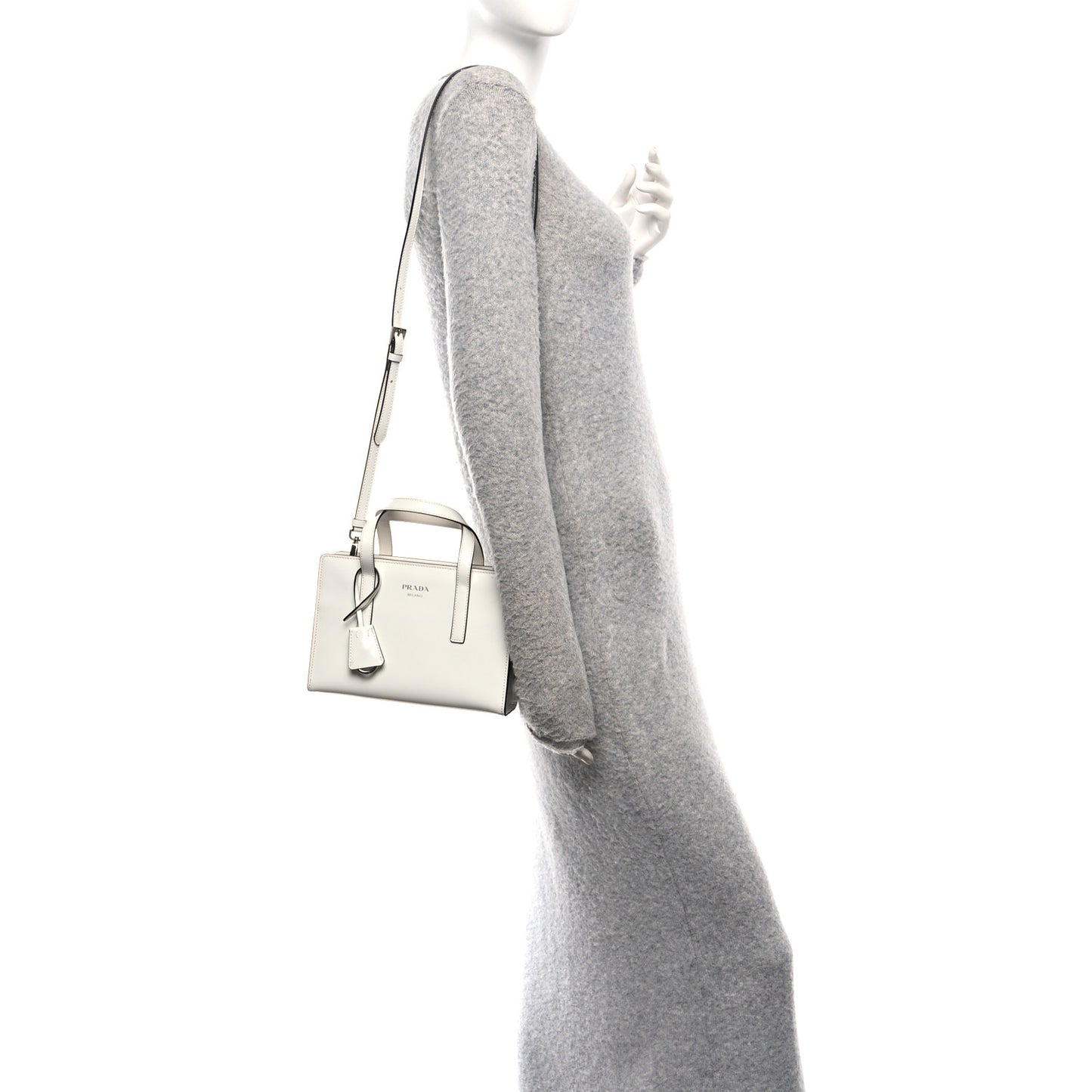 Spazzolato Mini Re-Edition 1995 Double Handle Handbag White