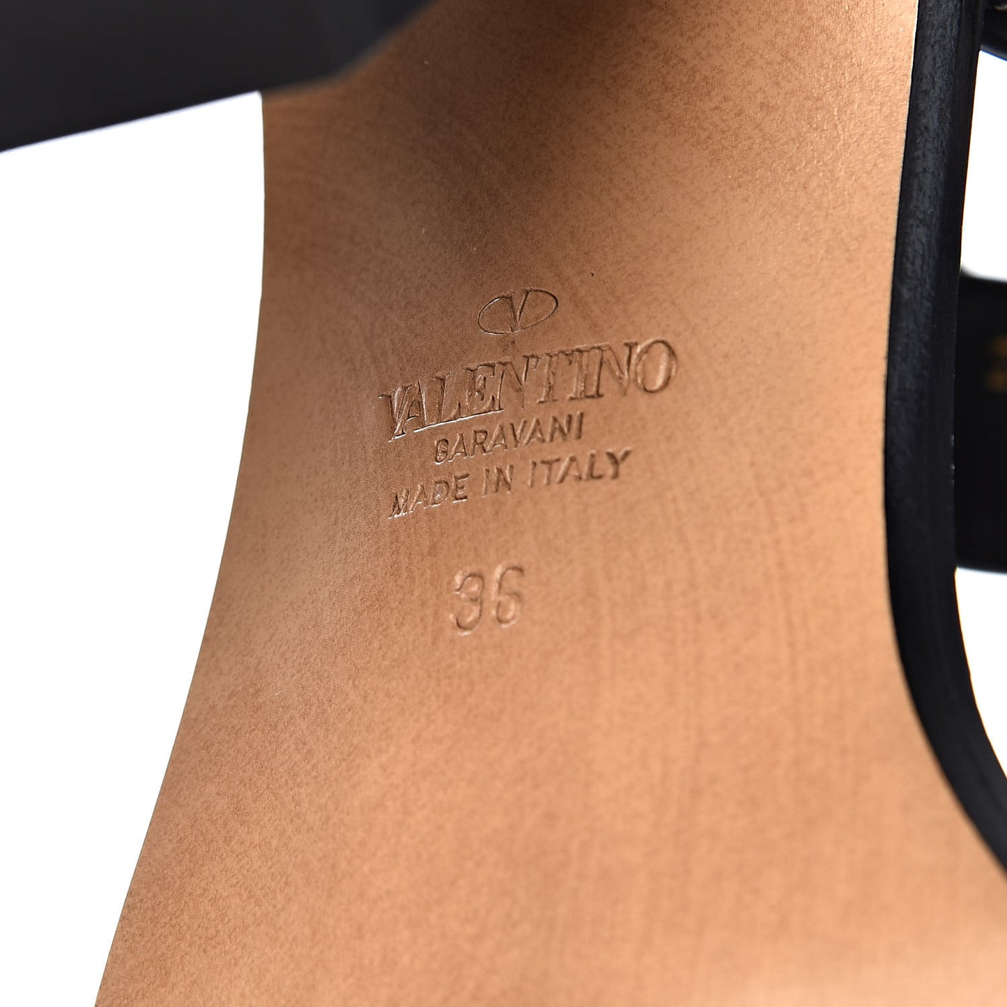 Calfskin Macro Rockstud Ankle Strap 100mm Sandals 36 Black