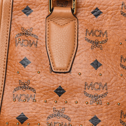 MCM Visetos Studded Medium Boston Satchel Cognac 10 of 10
