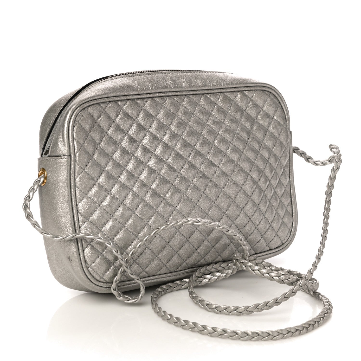 Gucci Laminated Nappa Web Trapuntata Small GG Shoulder Bag Argento 3 of 14