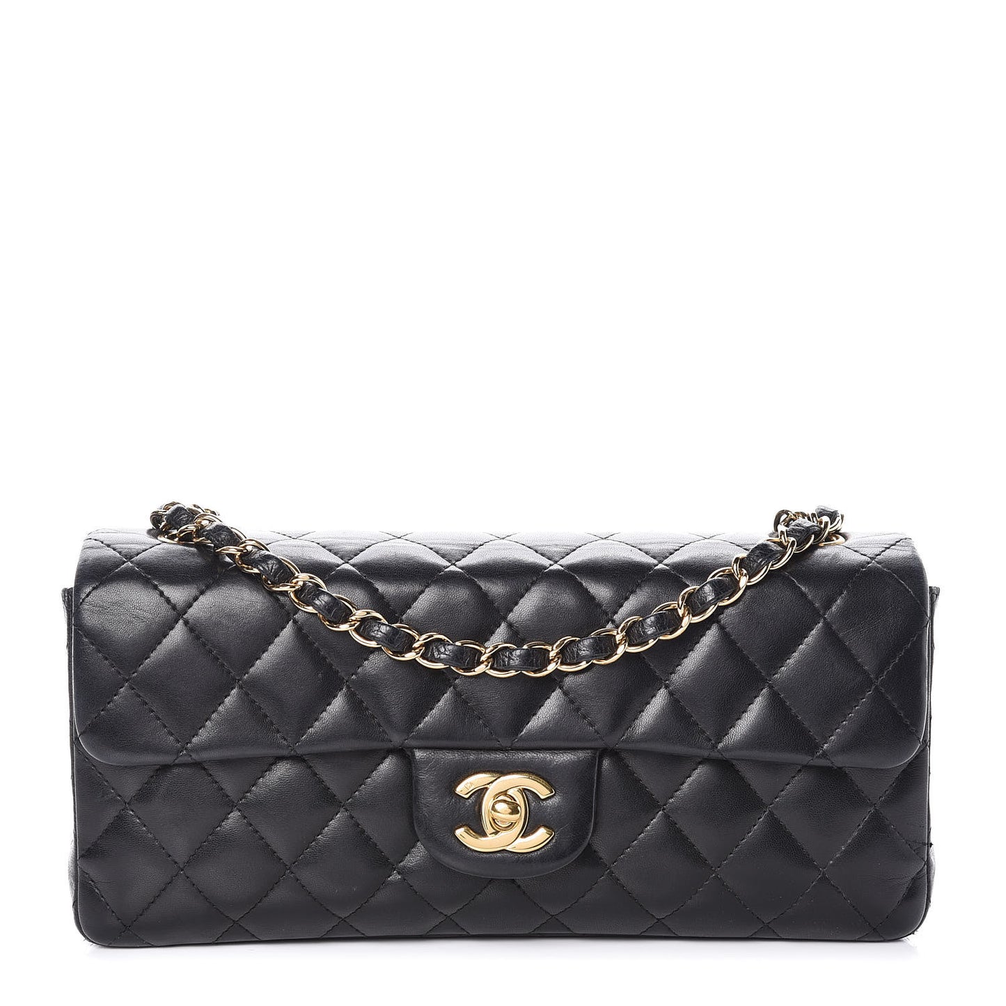 Lambskin Quilted East West Flap Black