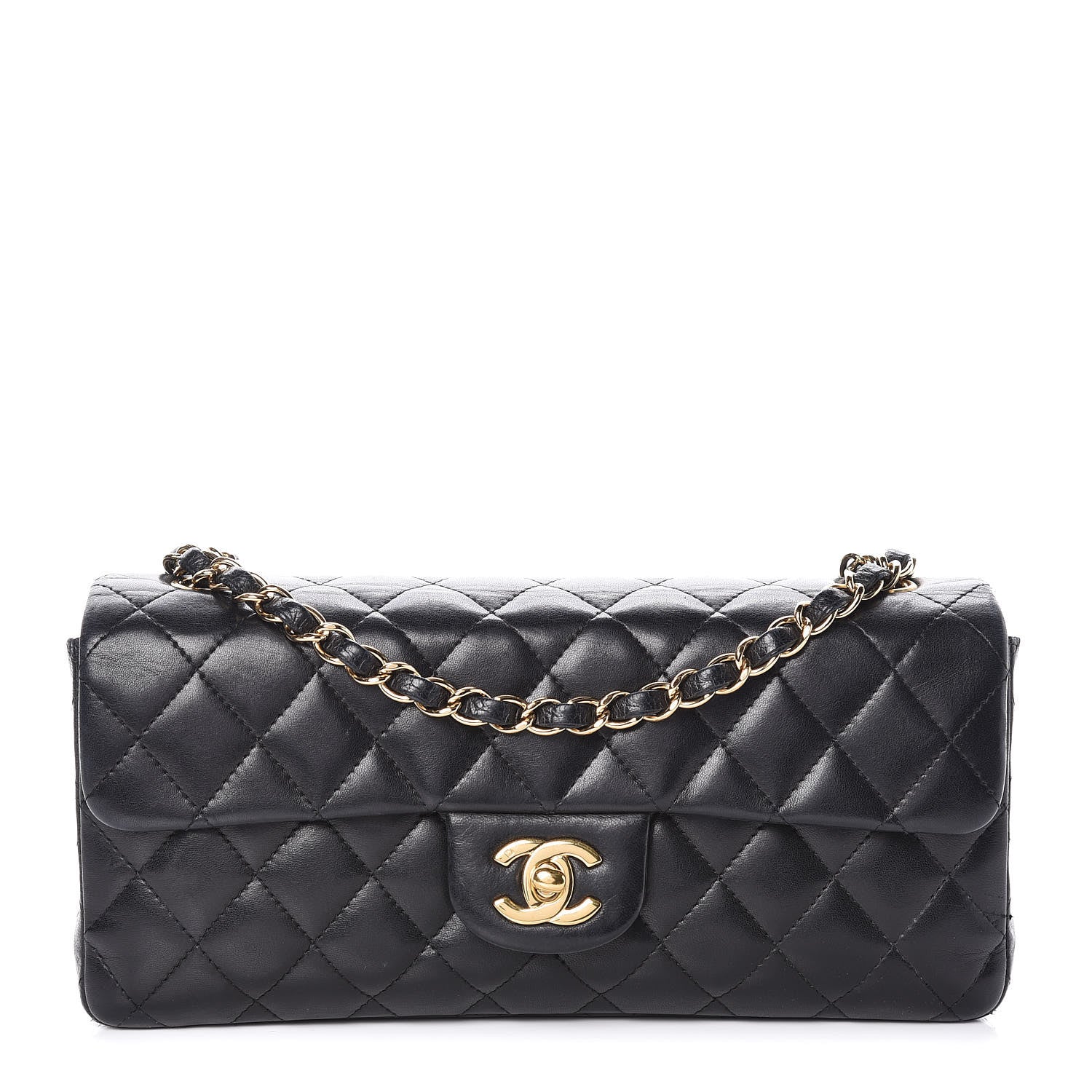 Chanel Lambskin Quilted East West Flap Black 1 of 12