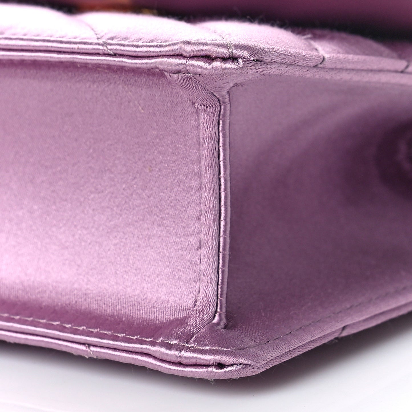 Satin Quilted Rajah Broadway Ring Top Handle Bag Purple