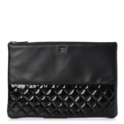 Chanel Lambskin Patent Quilted Large Cosmetic Case Black 1 of 7