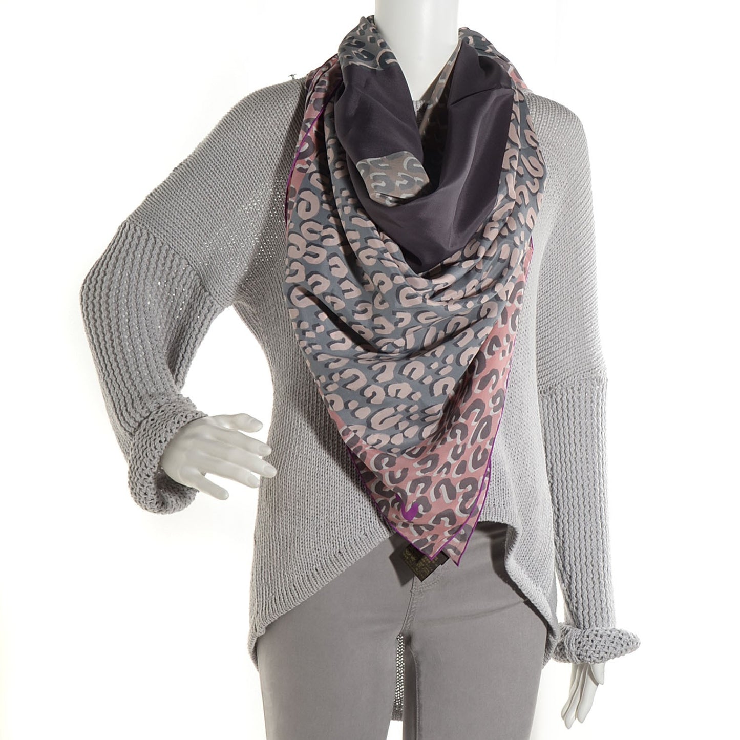 Silk Leopard V Giant Square Stole Scarf Rose