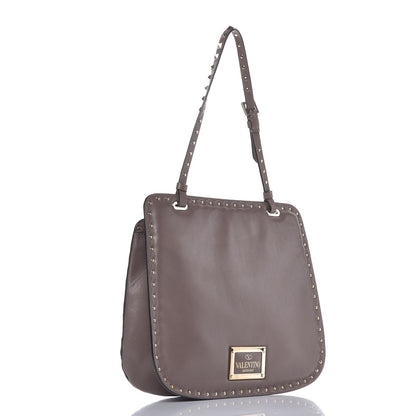 Valentino Garavani Vitello Rockstud Shoulder Satchel Taupe 3 of 10