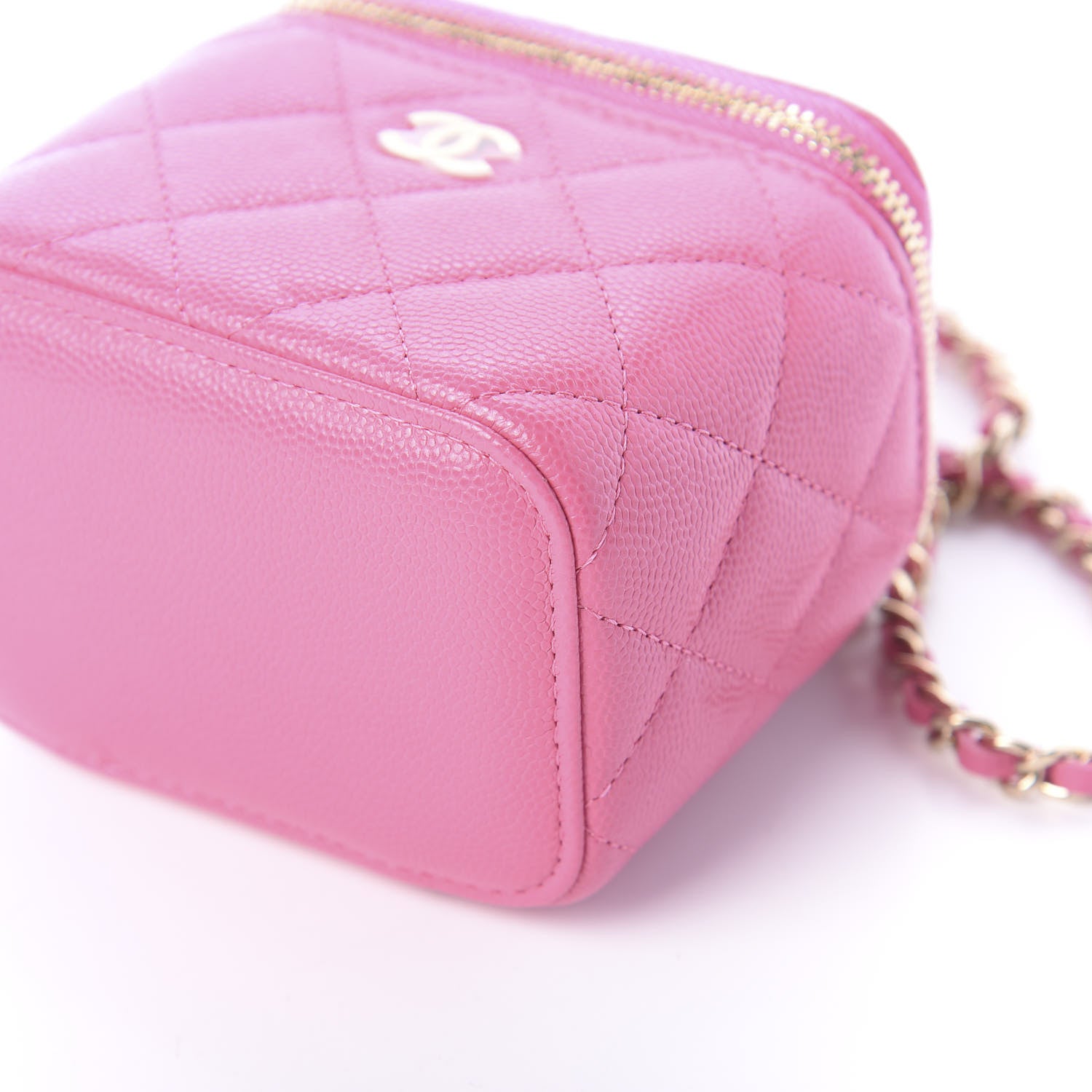 Chanel Caviar Quilted Mini Vanity Case With Chain Pink 9 of 9