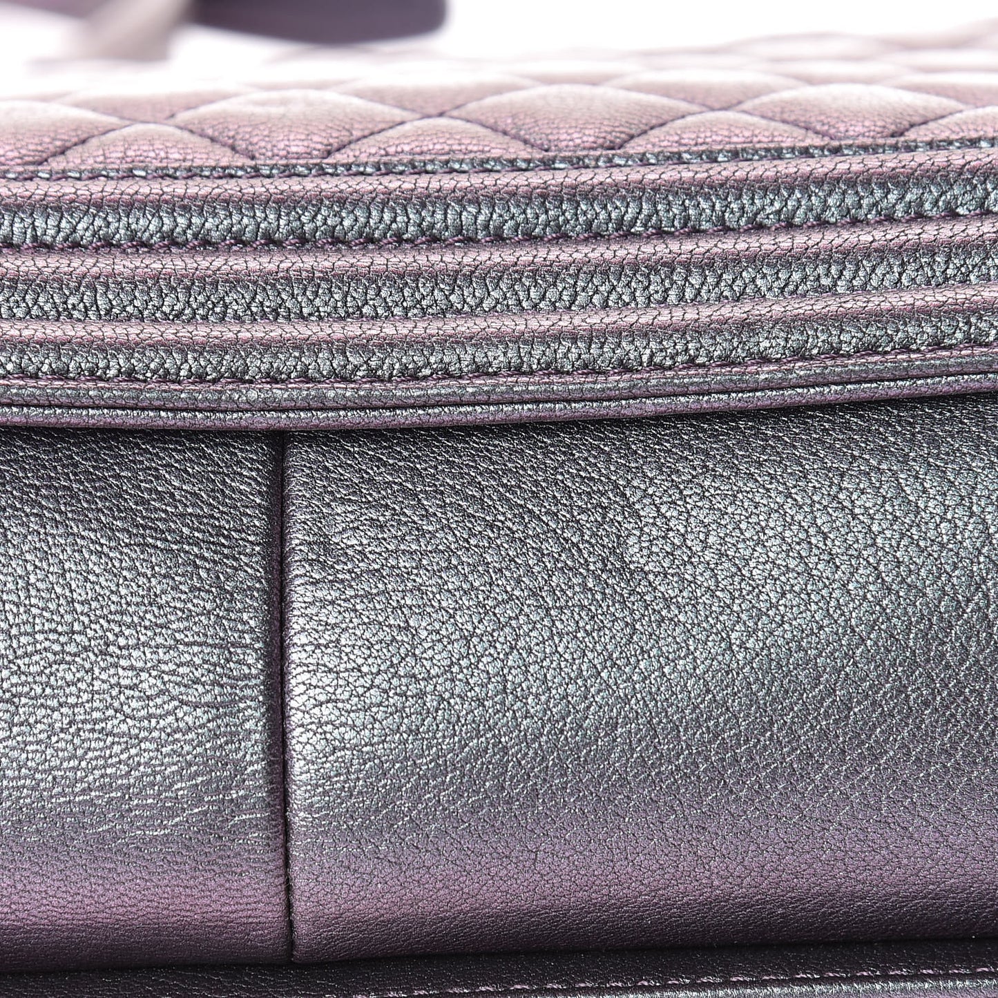 Iridescent Goatskin Quilted New Medium Boy Flap Purple
