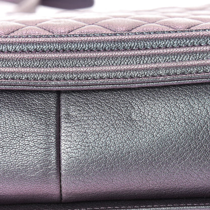 Chanel Iridescent Goatskin Quilted New Medium Boy Flap Purple 16 of 17