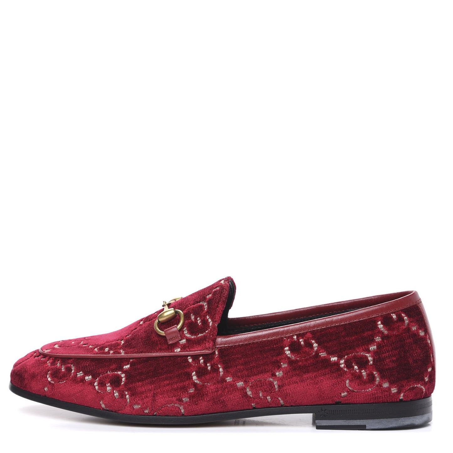 Velvet Malaga Kid GG Monogram Horsebit Womens Jordaan Loafers 37 Red Cipria Romantic Cerise