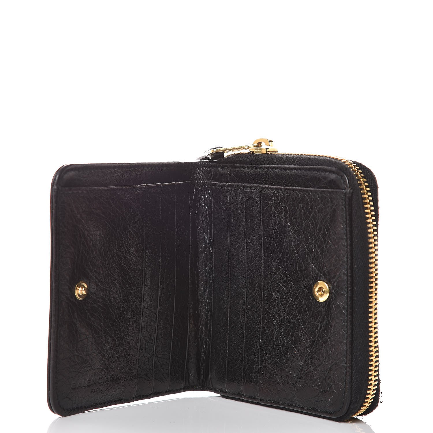 Balenciaga Agneau Giant 12 Gold Hardware Bill Fold Zip Wallet Black 5 of 11