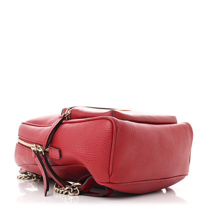 Gucci Pebbled Calfskin Soho Chain Backpack Hibiscus Red 4 of 11