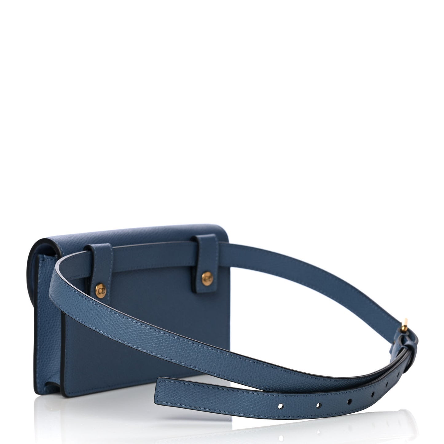 Grained Calfskin Saddle Belt Bag Denim Blue