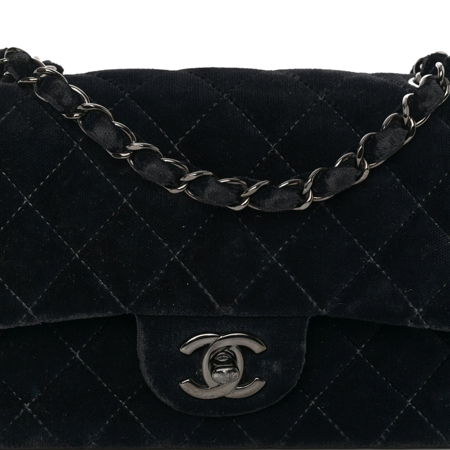 Velvet Quilted Mini Rectangular Flap So Black