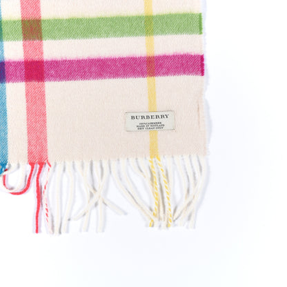 Burberry Cashmere Check Fringe Scarf Ivory Multicolor 4 of 4