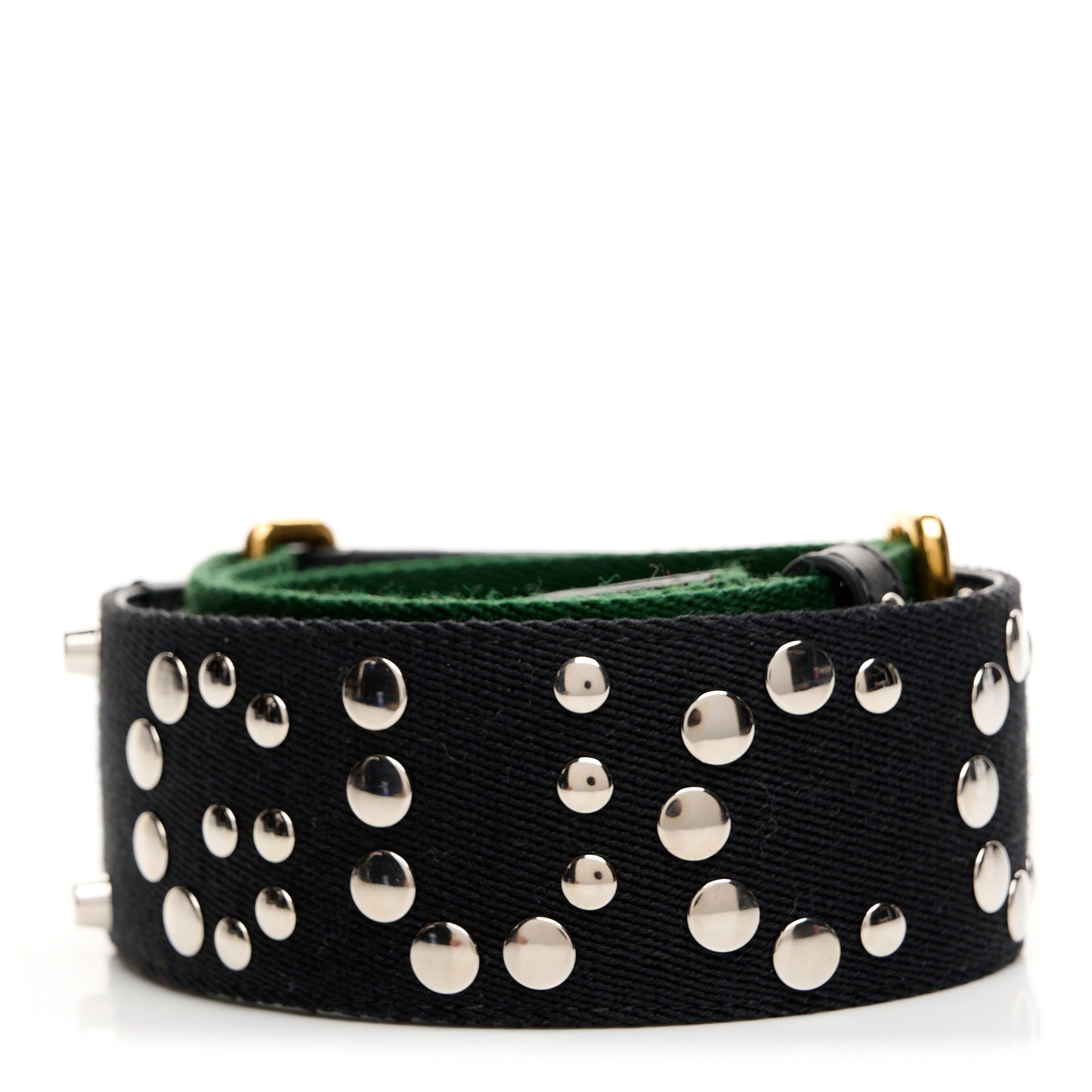 Canvas Web Studded Wide Shoulder Strap Green Red