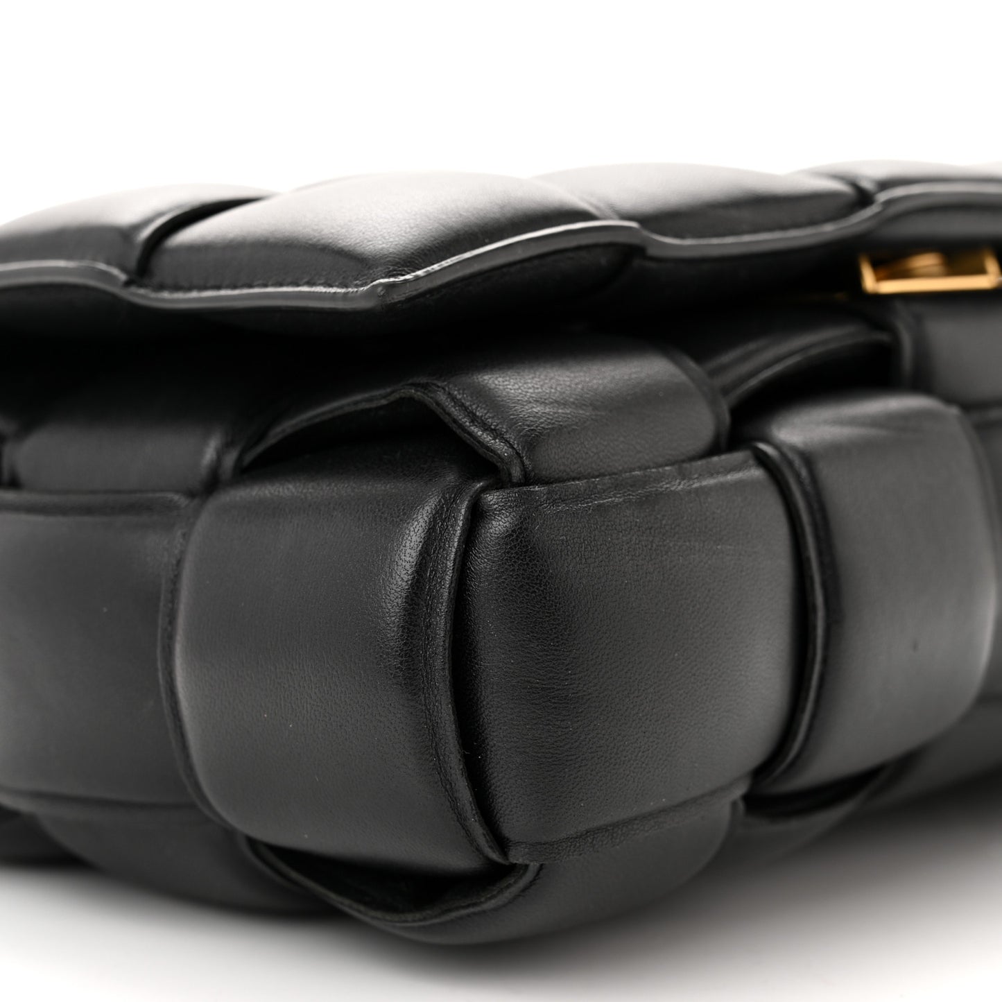 Lambskin Maxi Intreccio Padded Chain Cassette Crossbody Bag Black