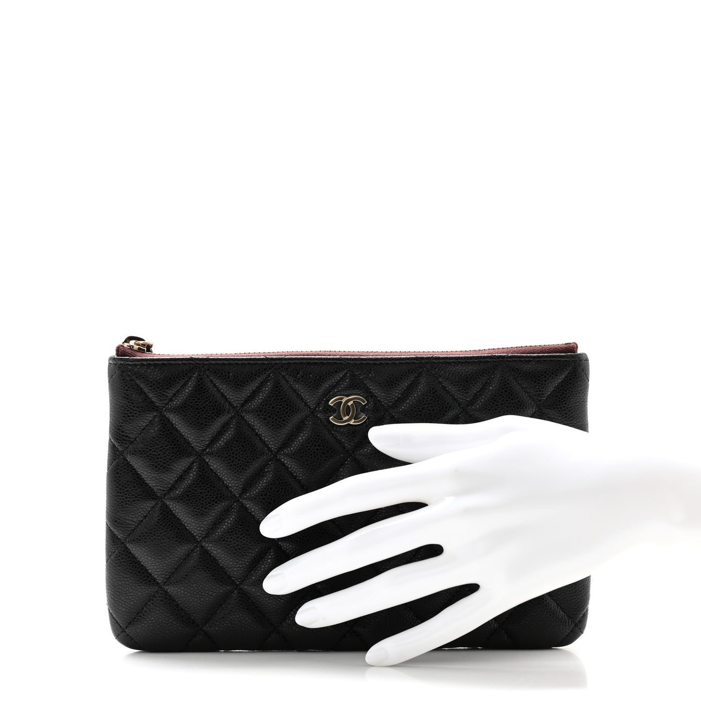 Caviar Quilted Small Zipped Pouch Black