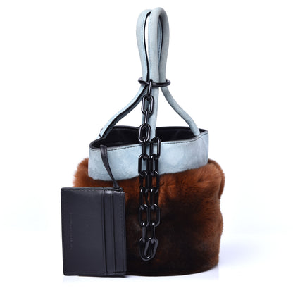 Alexander Wang Rabbit Fur Lambskin Mini Roxy Bucket Rust 1 of 13