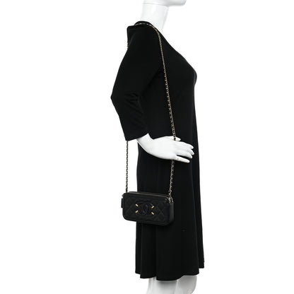 Chanel Caviar Quilted CC Filigree Clutch With Chain Black 2 of 14