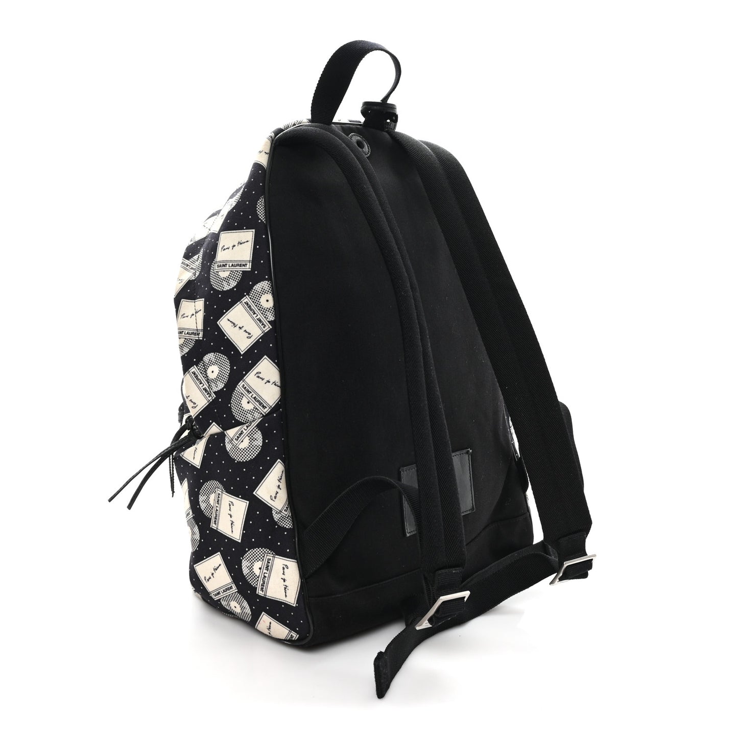 Canvas Record Print City Backpack Black White