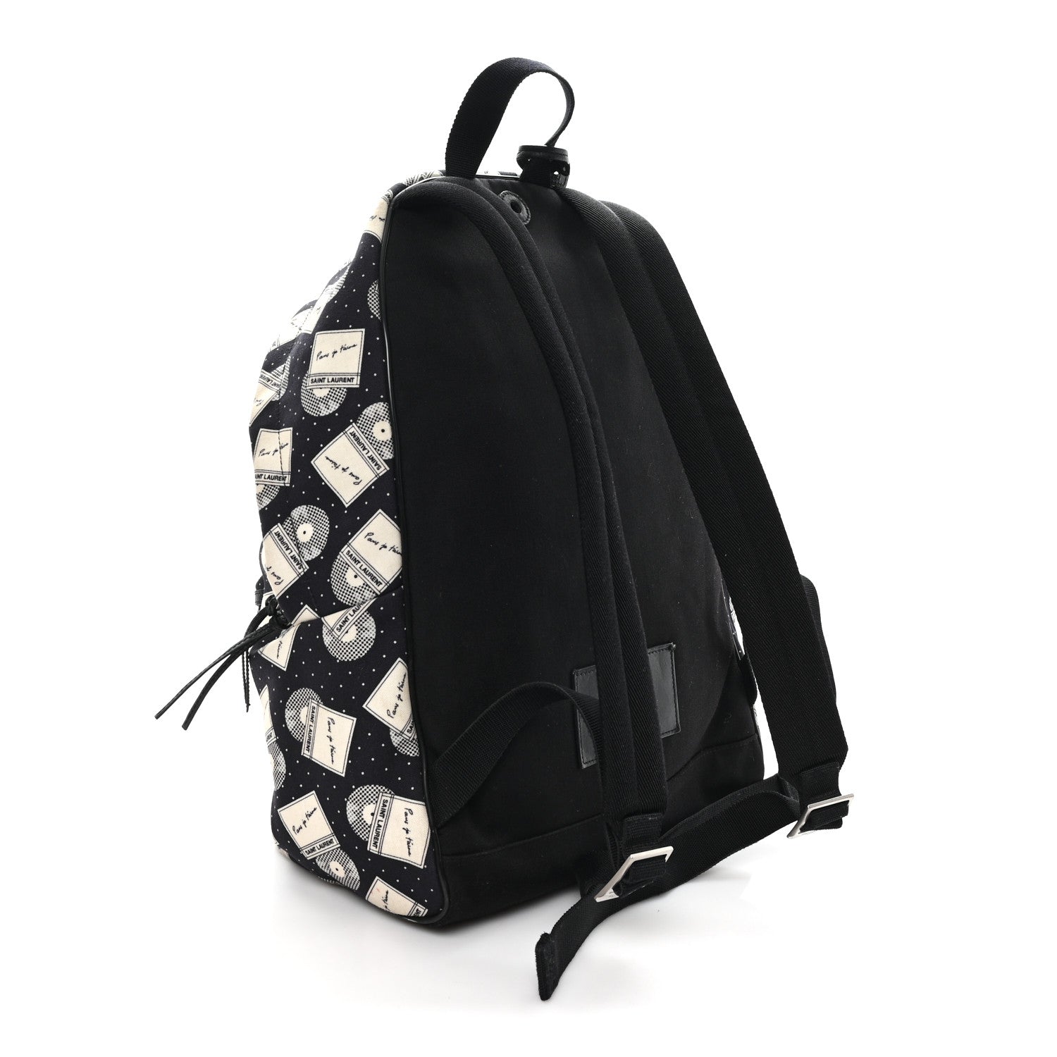 Saint Laurent Canvas Record Print City Backpack Black White 2 of 10
