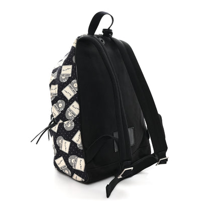 Saint Laurent Canvas Record Print City Backpack Black White 2 of 10