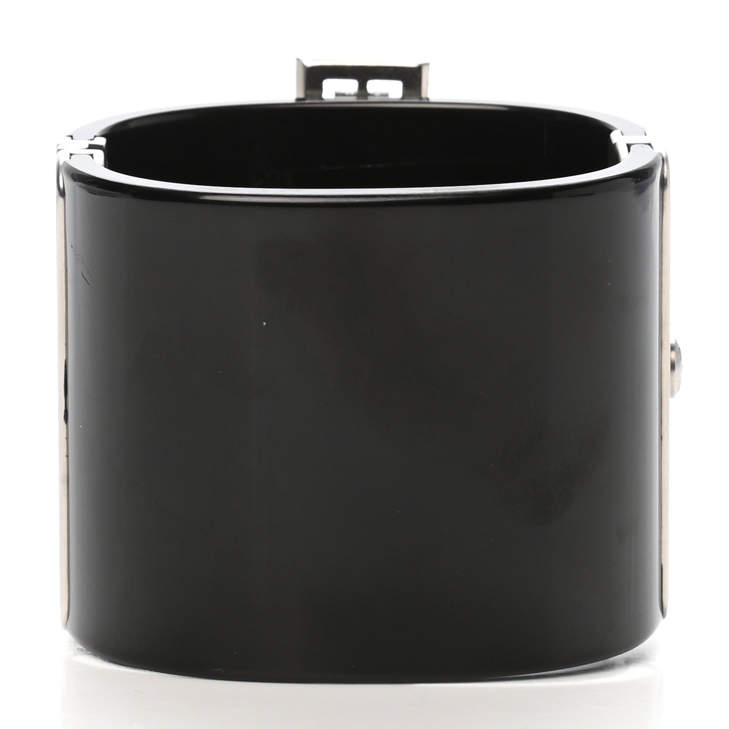 Chanel Resin Crystal CC Cross Cuff Black 3 of 6