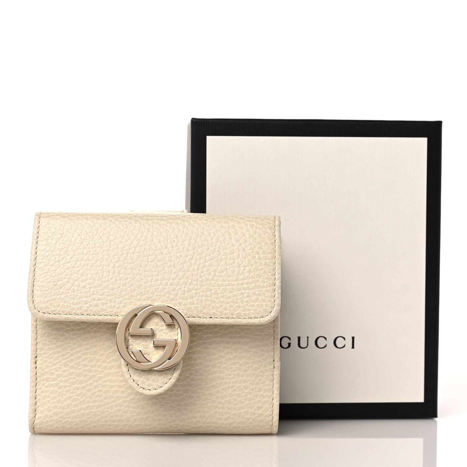 Gucci Dollar Calfskin Interlocking G French Wallet Ivoire 8 of 8