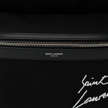 Saint Laurent Canvas Signature Embroidered City Backpack Black 7 of 10
