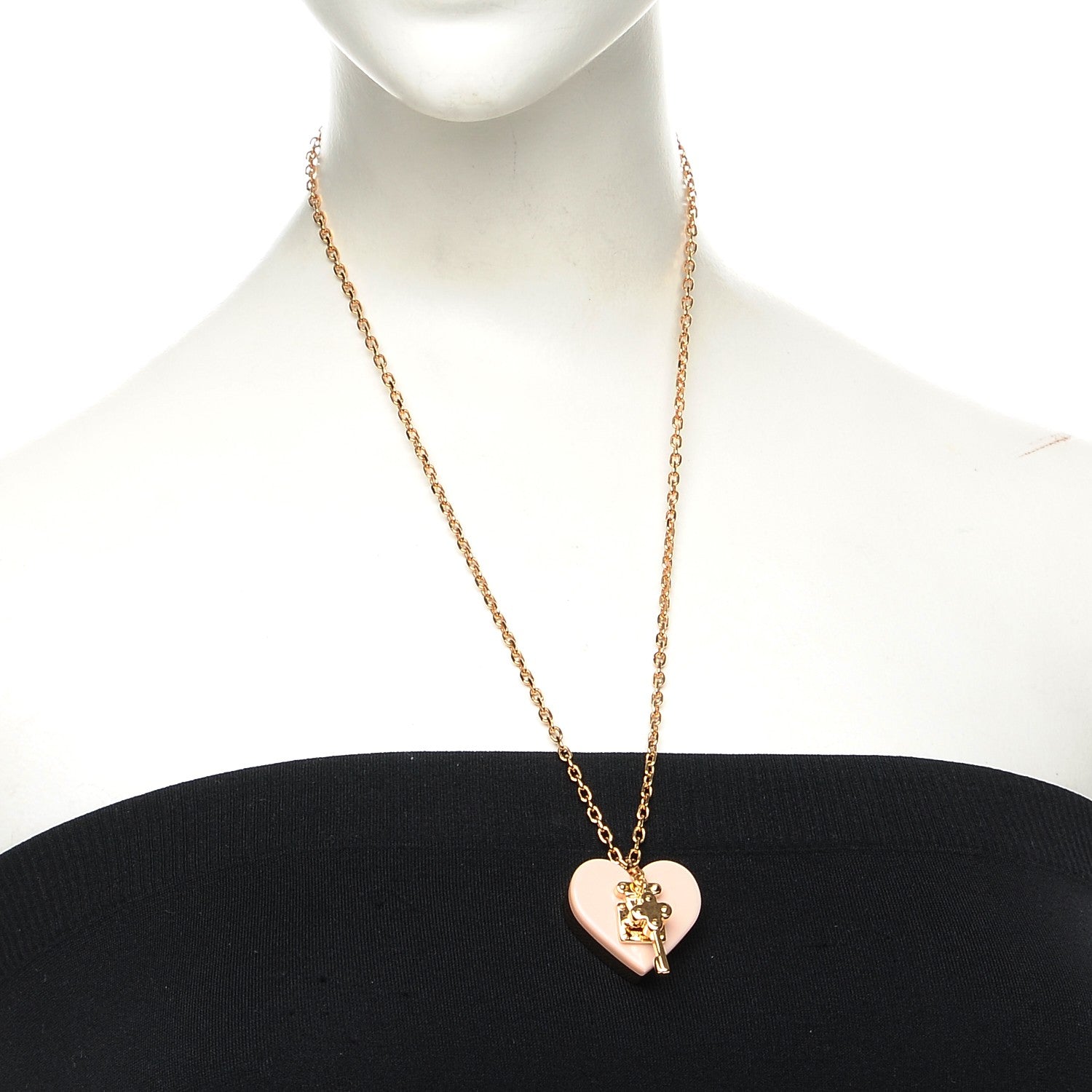 Louis Vuitton Lock Me Heart Necklace Rose Velours 2 of 6