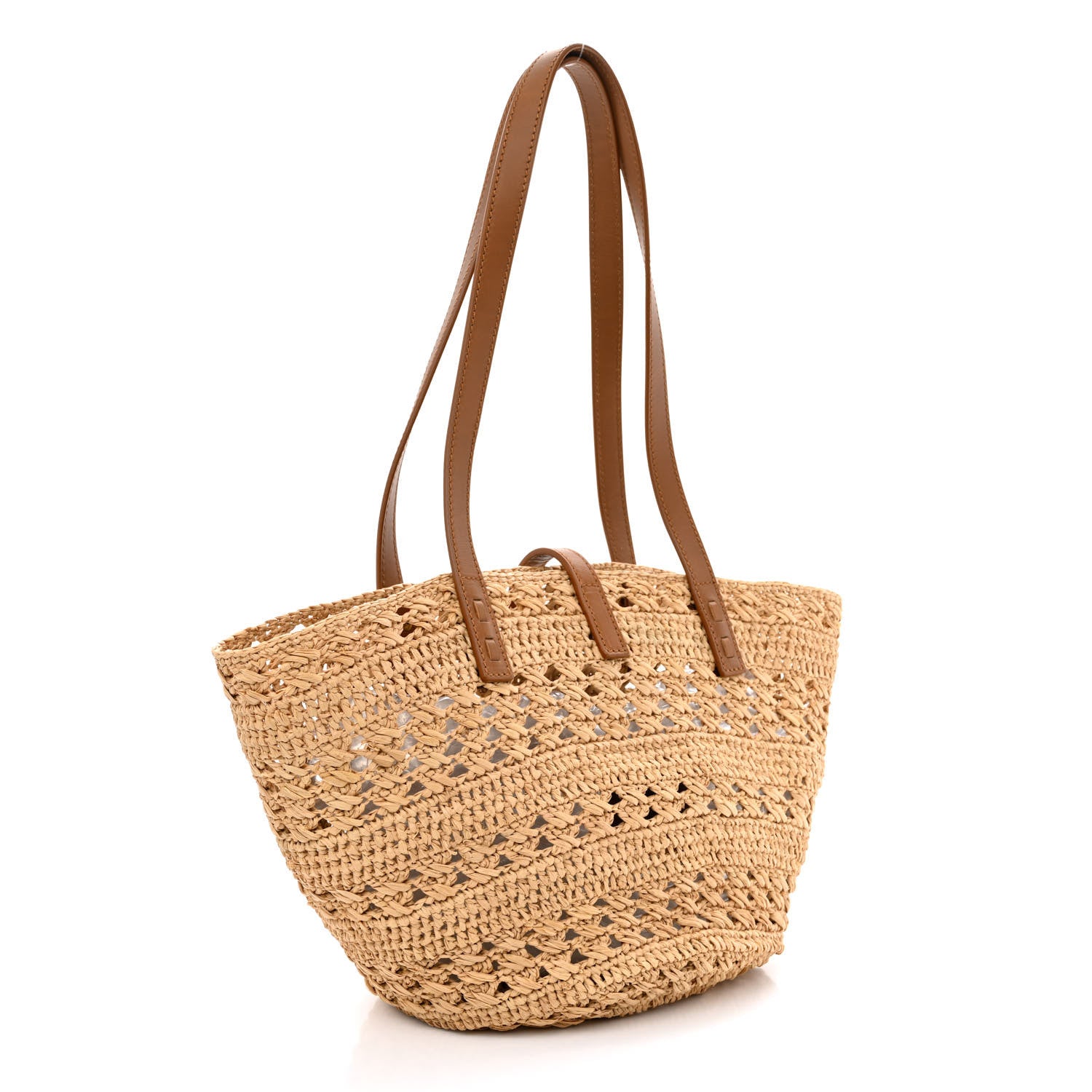 Saint Laurent Raffia Calfskin Small Panier Tote Naturel 3 of 10